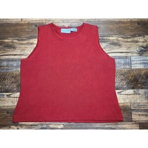 Jaclyn Smith Sz L Classic Red‎ Tank Top Knit Sleeveless Casual Large